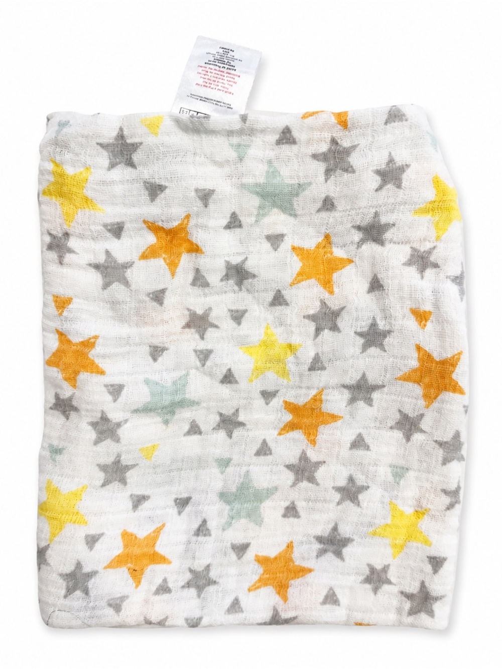 Muslin Star Print Baby swaddle - Yellow & Gray